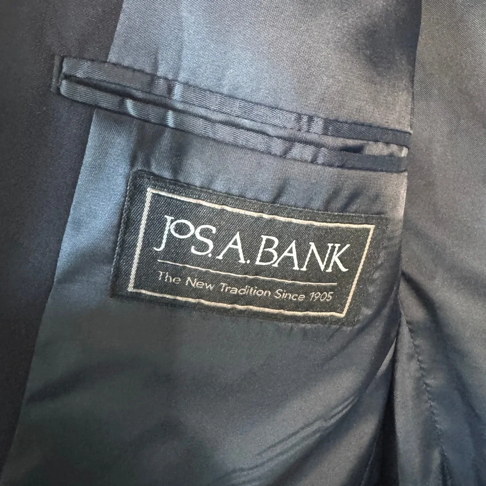 JOS. A.‎ BANK Mens 43R Blazer Jacket Navy Blue Wool Two Button Classic Business